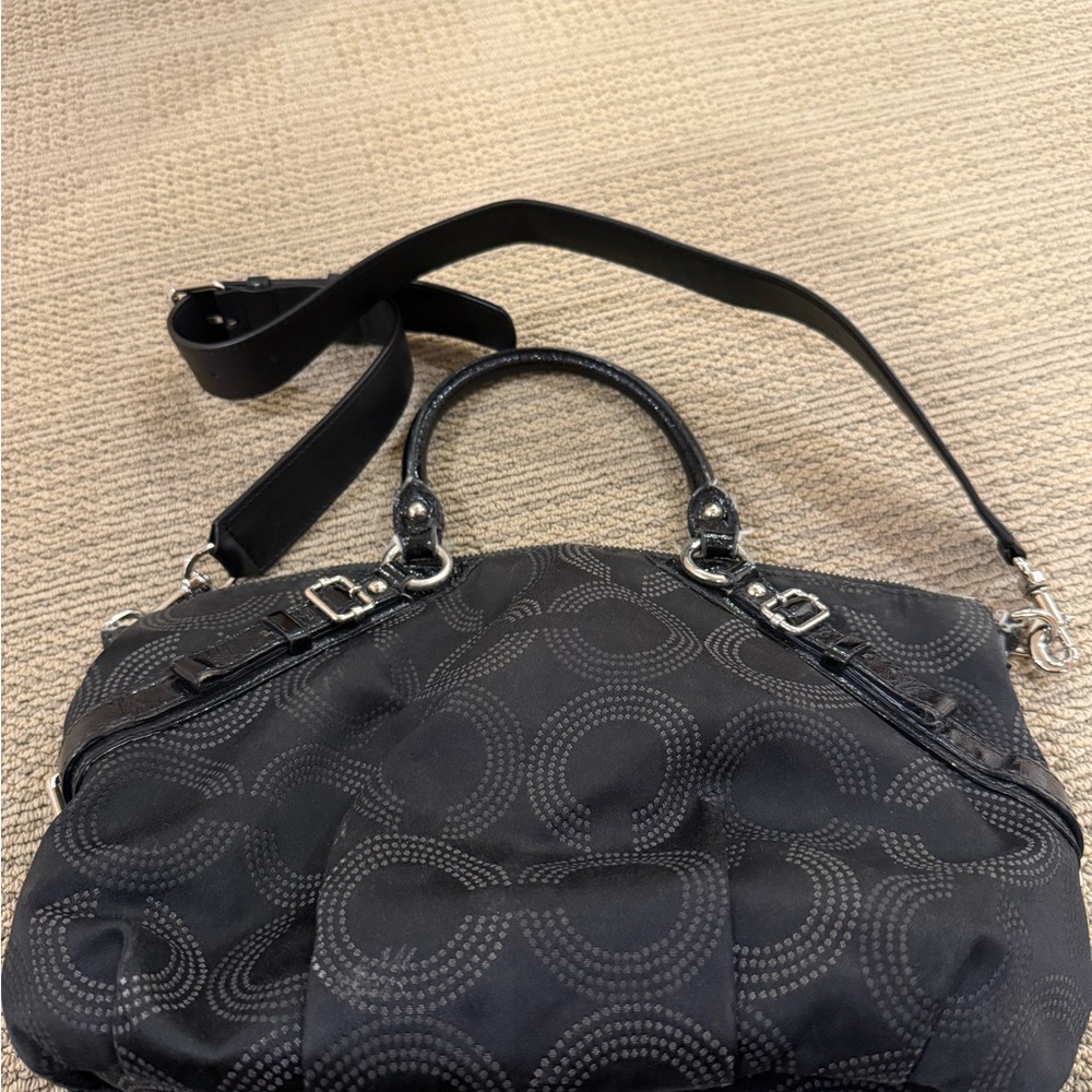 Coach Black Shoulder Bag with Silver Circle Design - Picture 6 of 6
